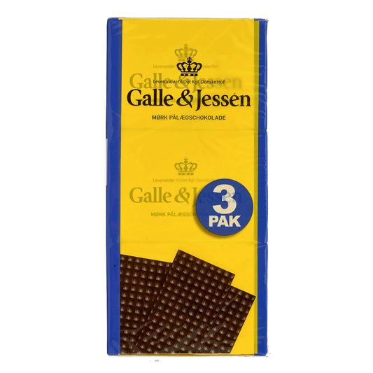 Pålægsshokolade mørk Galle og Jessen  / plaquettes de chocolat noir 3 x 108 g net